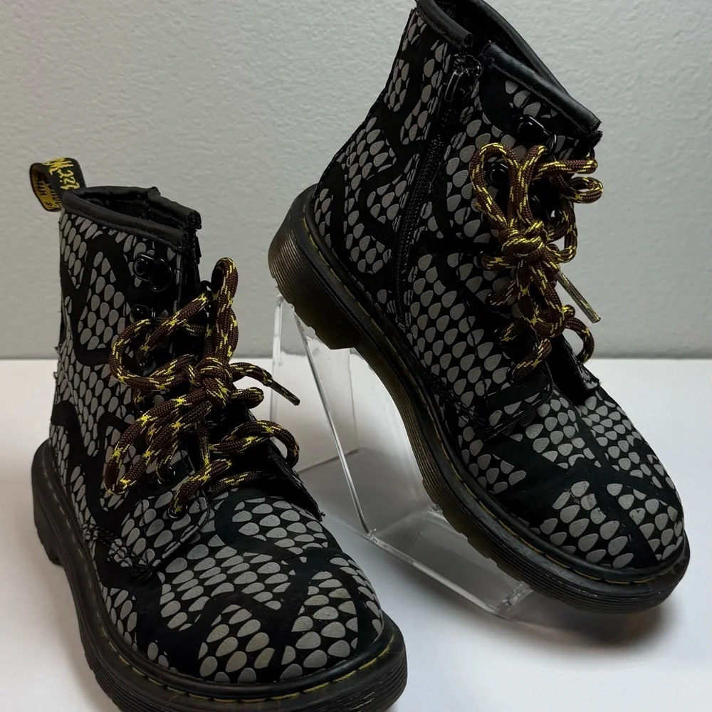 Dr. Martens Black and Gray Kid’s Combat Boots